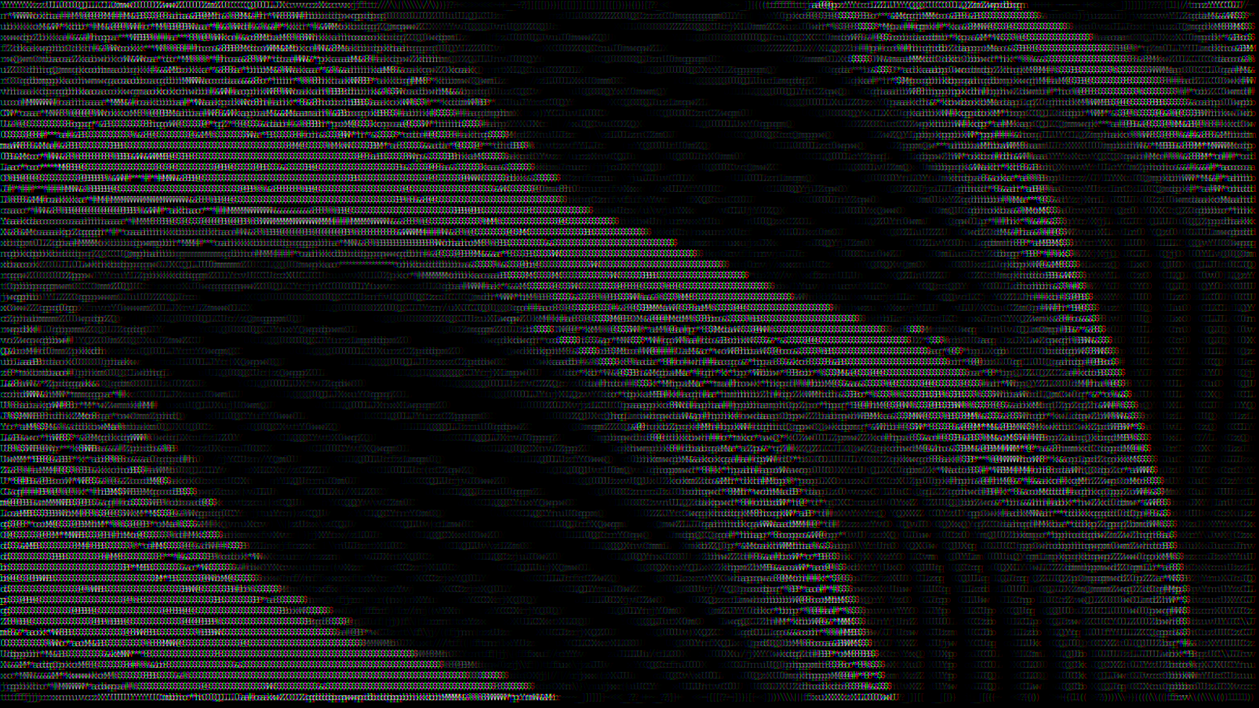 A hero image depicting ascii characters arranged in an organic wave-like pattern