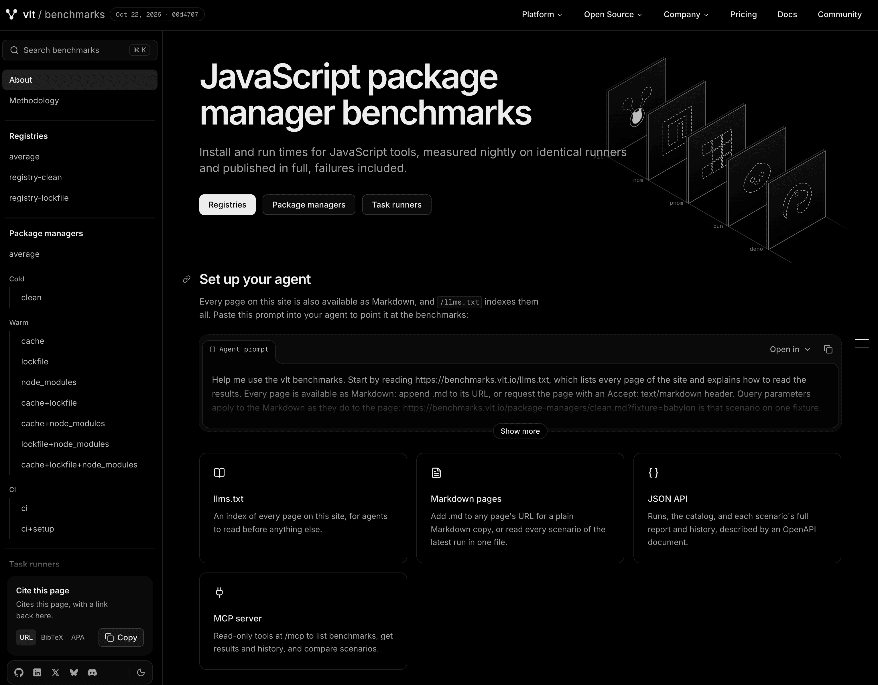 The about page of the benchmarks