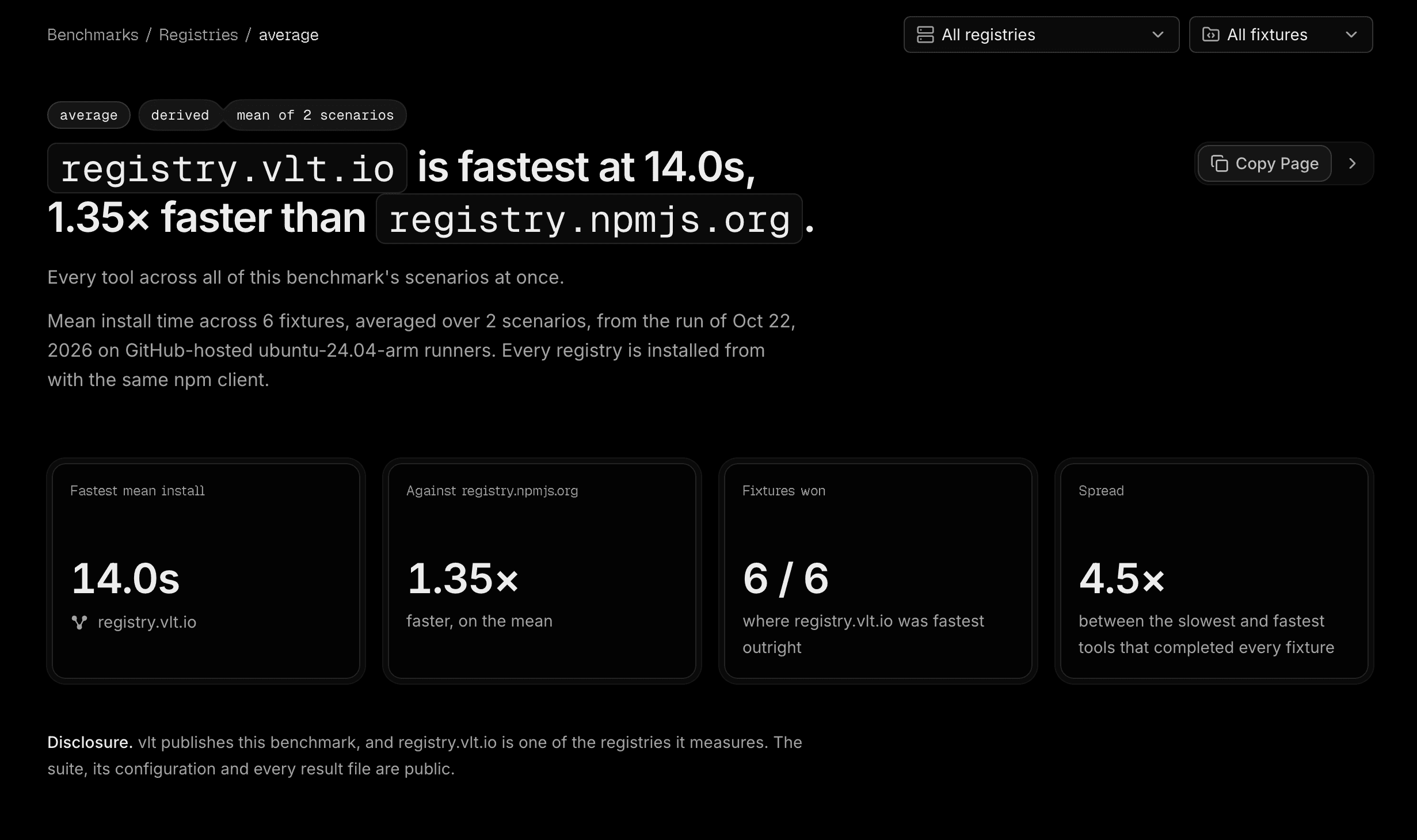 A report summary of a benchmarks run